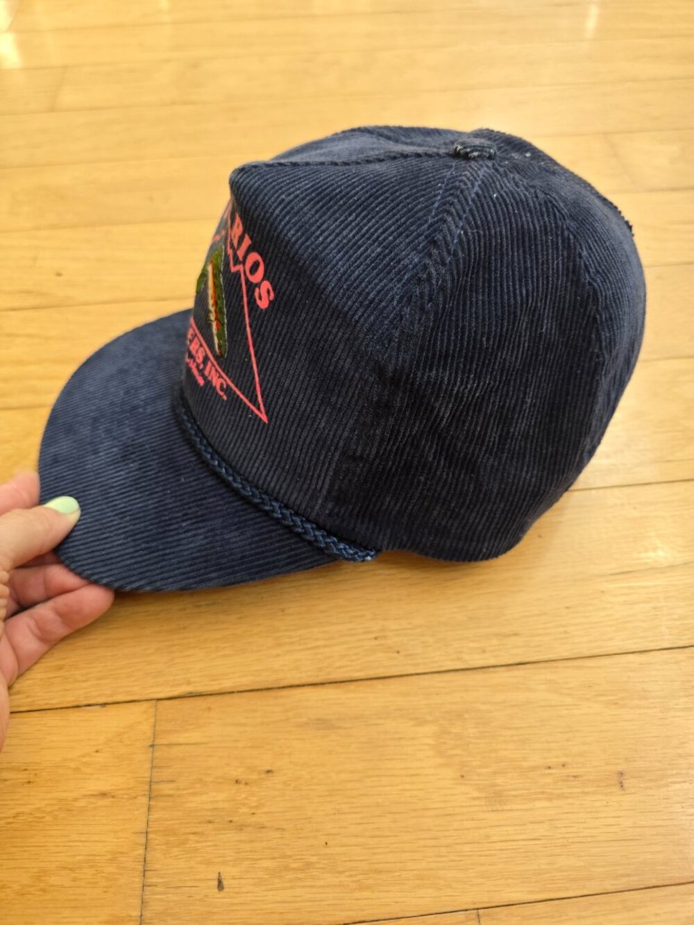 vintage 90's | Los Rios rainbow trout navy corduroy rope baseball hat - Picture 6 of 10